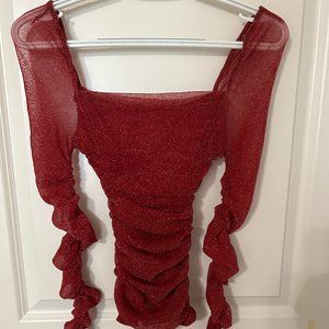 Stretchy red glittery  top